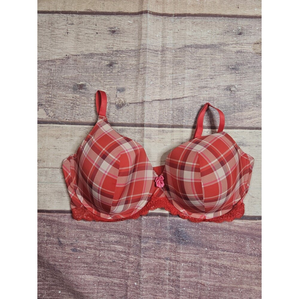Adore Me Bra Size 40DDD Push Up Padded Underwire Plaid